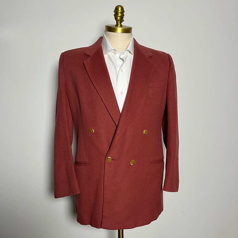 Lord & Taylor Blazer‎ Womens 12 REG Rust Red Solid Camel Hair Double Breasted